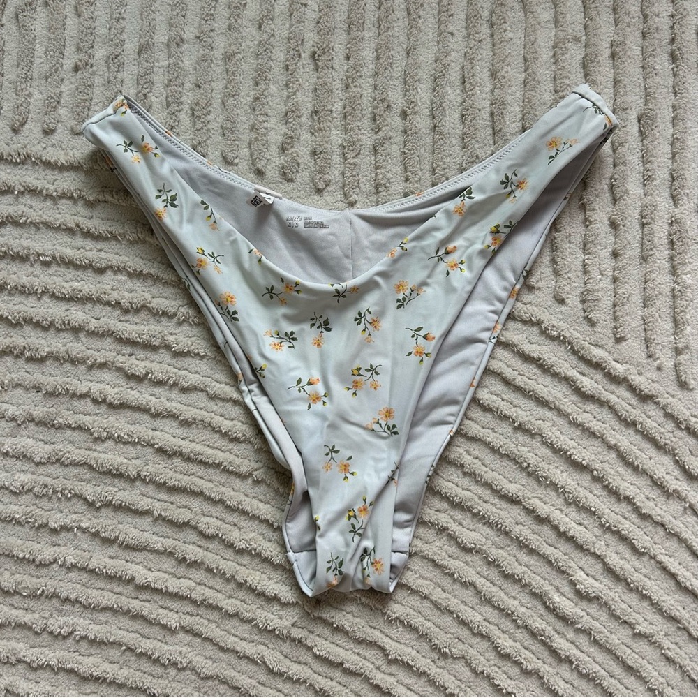 Aerie White Floral High-Cut Bikini Bottoms